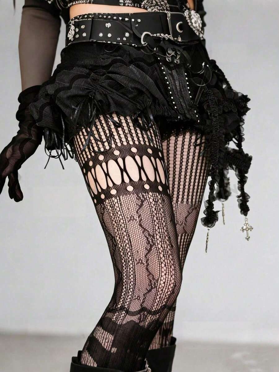 1pc Asymmetric Hollow Fishnet  - Tights Pantyhose Sheer avis et prix