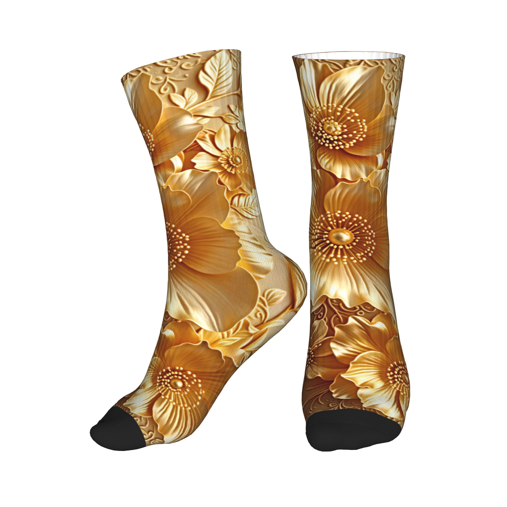 3D Embossed Golden Floral Seam - Dress Sock Men avis et prix