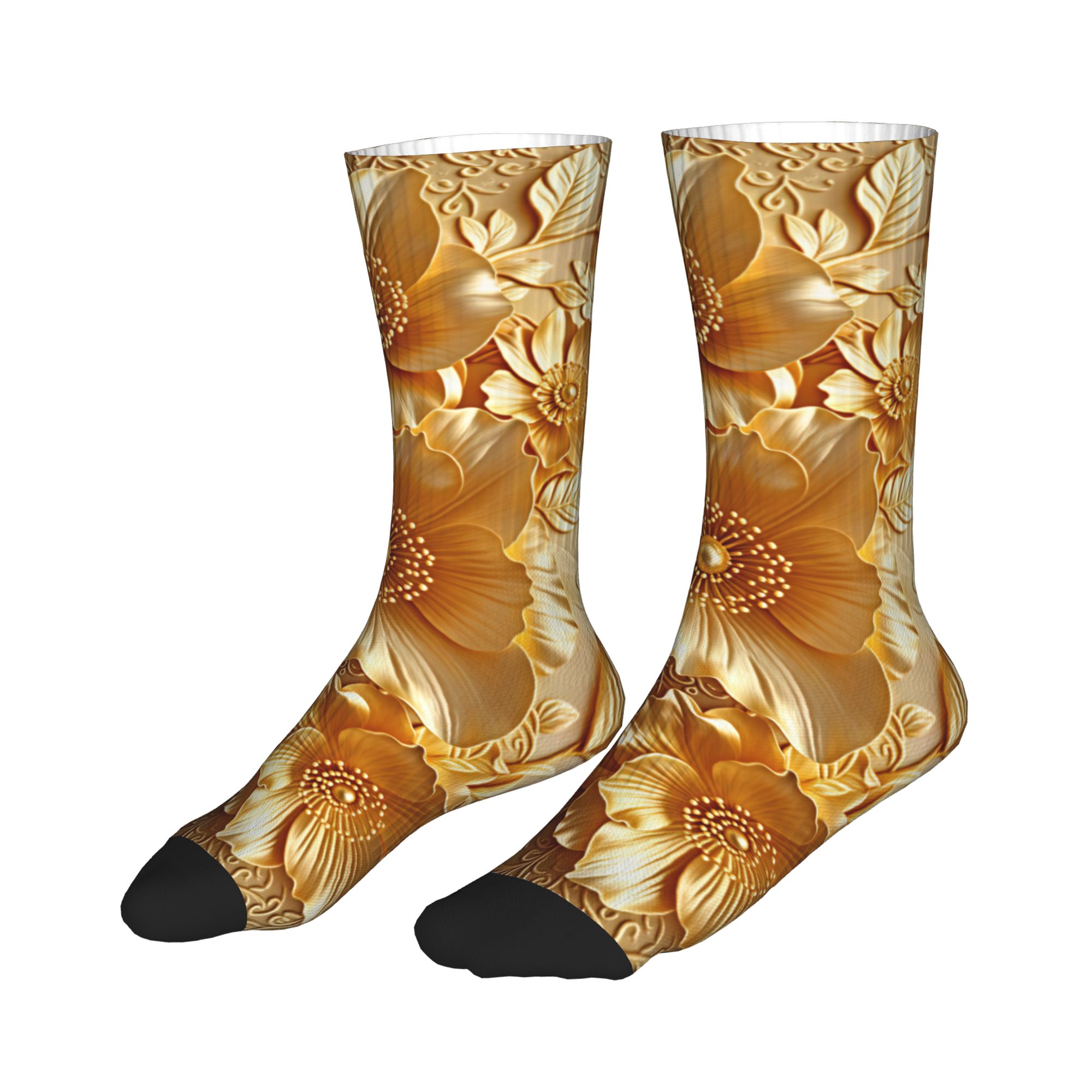 3D Embossed Golden Floral Seam - Dress Sock Men avis et prix