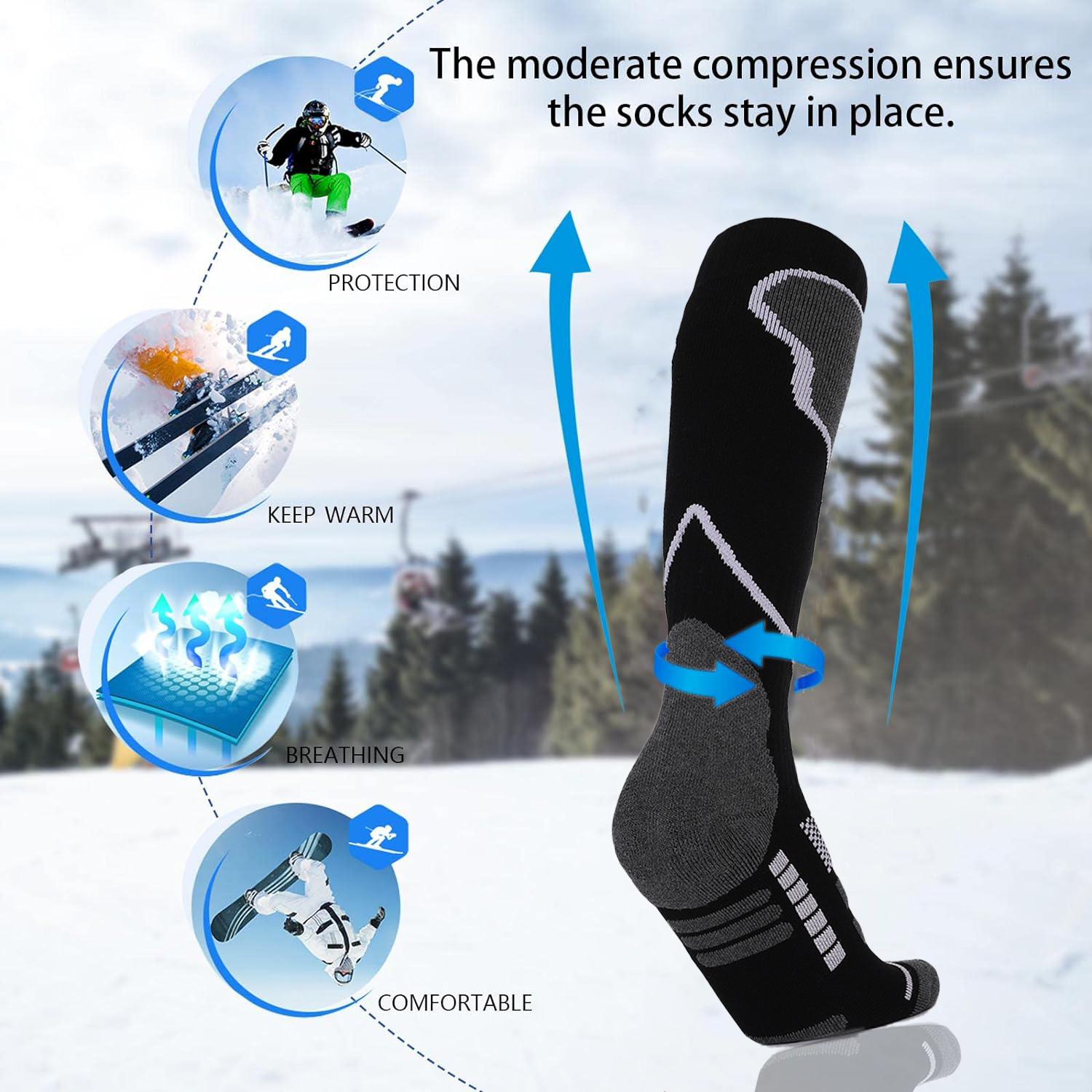 2 Pairs Ski Socks, Cold Weathe - Thermal Sock Winter avis et prix