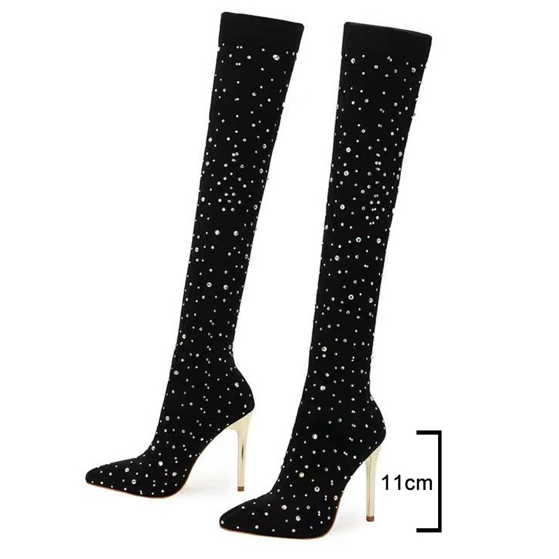 Rhinestone Slim Leg Stretch So - Knee High Sock Women avis et prix
